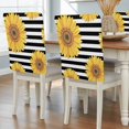 thumbnail image 2 of Sunflowers Chair Covers Set of 8 Black White Strips Farm Watercolor Floral Chair Back Covers Stretch Removable Washable Slipcovers Protector for Dining Room Kitchen Party Decor, 2 of 9