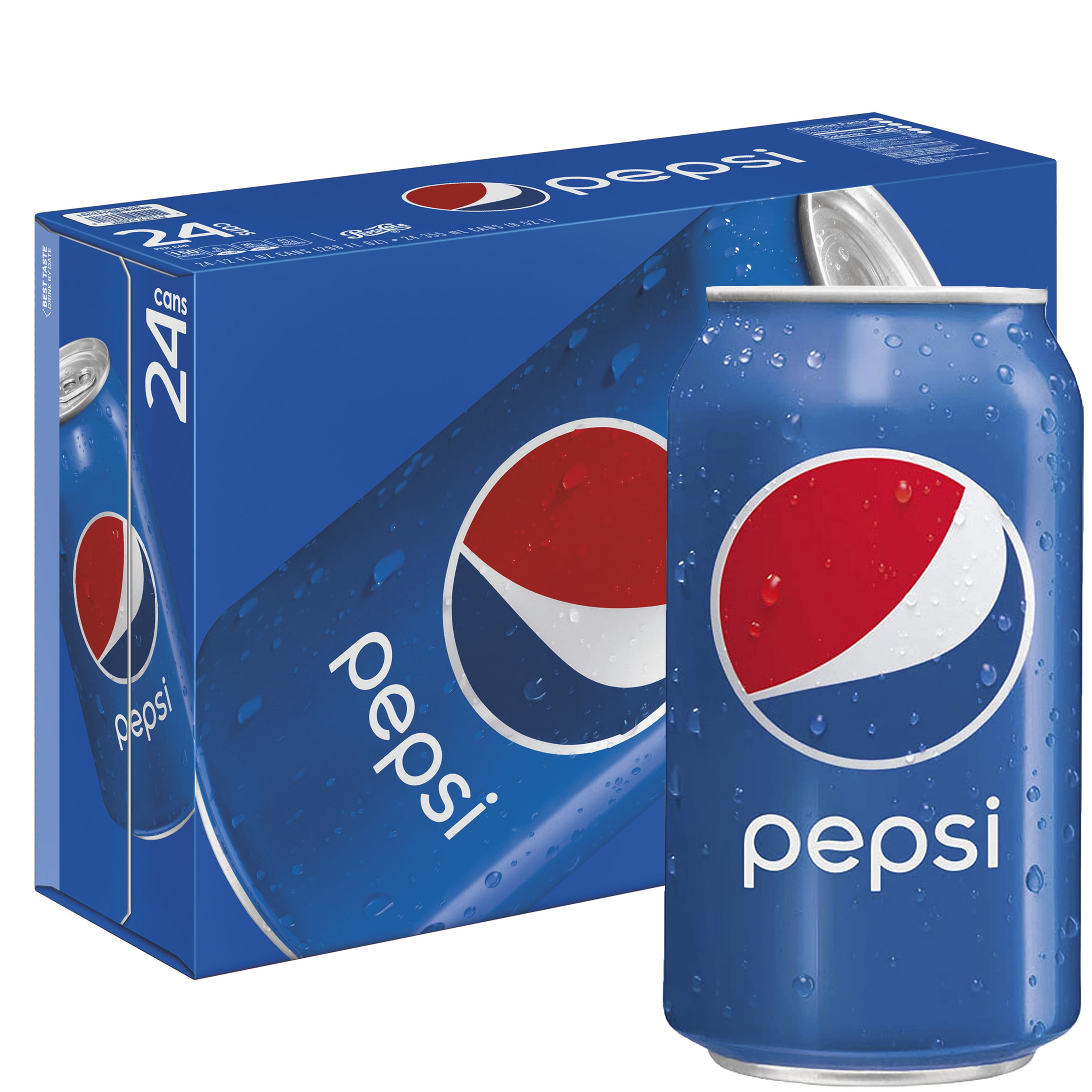 Pepsi Cola Soda Pop, 12 Fl Oz, 24 Pack Cans