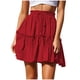 thumbnail image 1 of Moda mujer sólido Casual vendaje fruncido volantes cintura elástica faldas Wmkox8yi FGJ2042, 1 of 9
