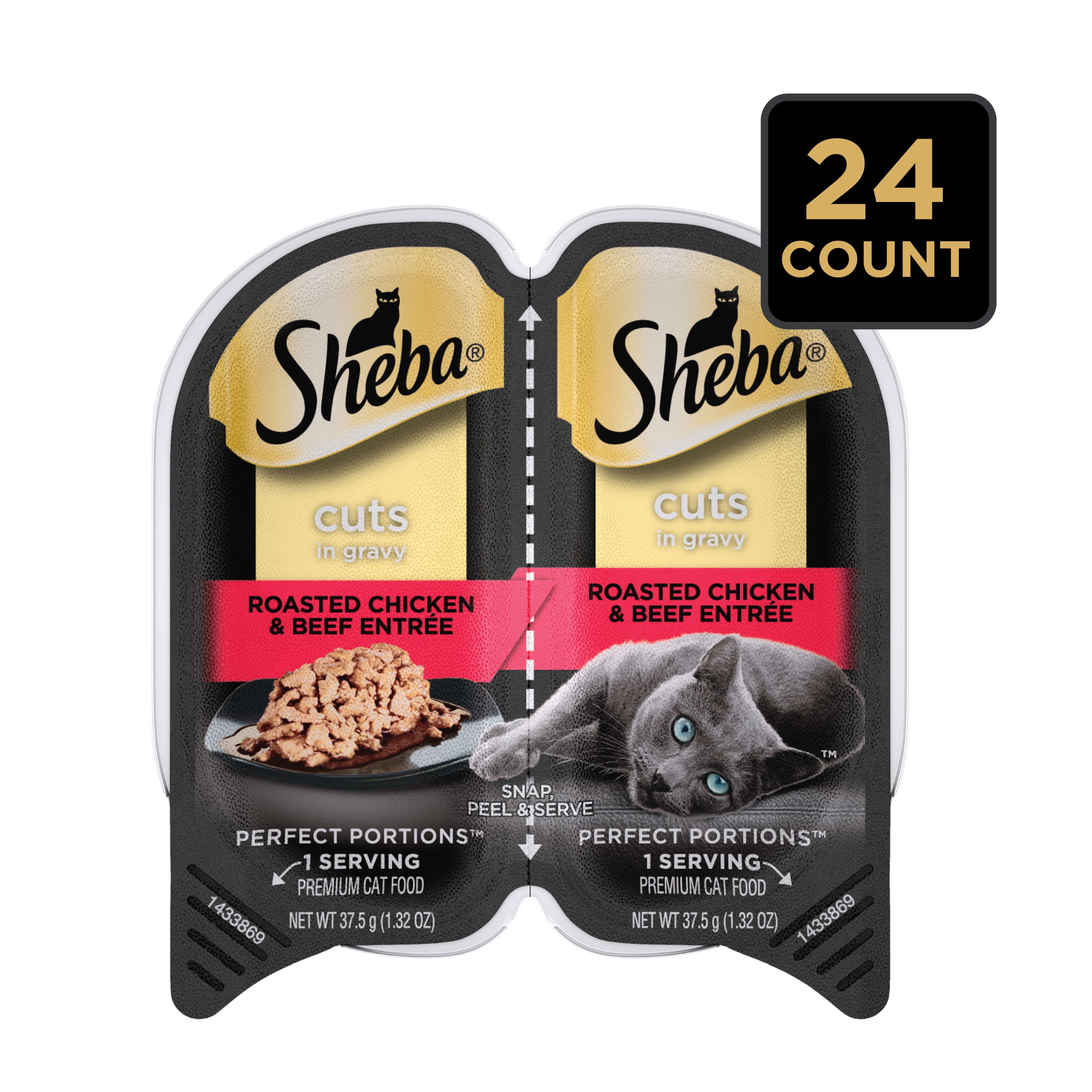 (24 pack) Sheba Wet Cat Food Cuts In Gravy Roasted Chicken & Beef Entree