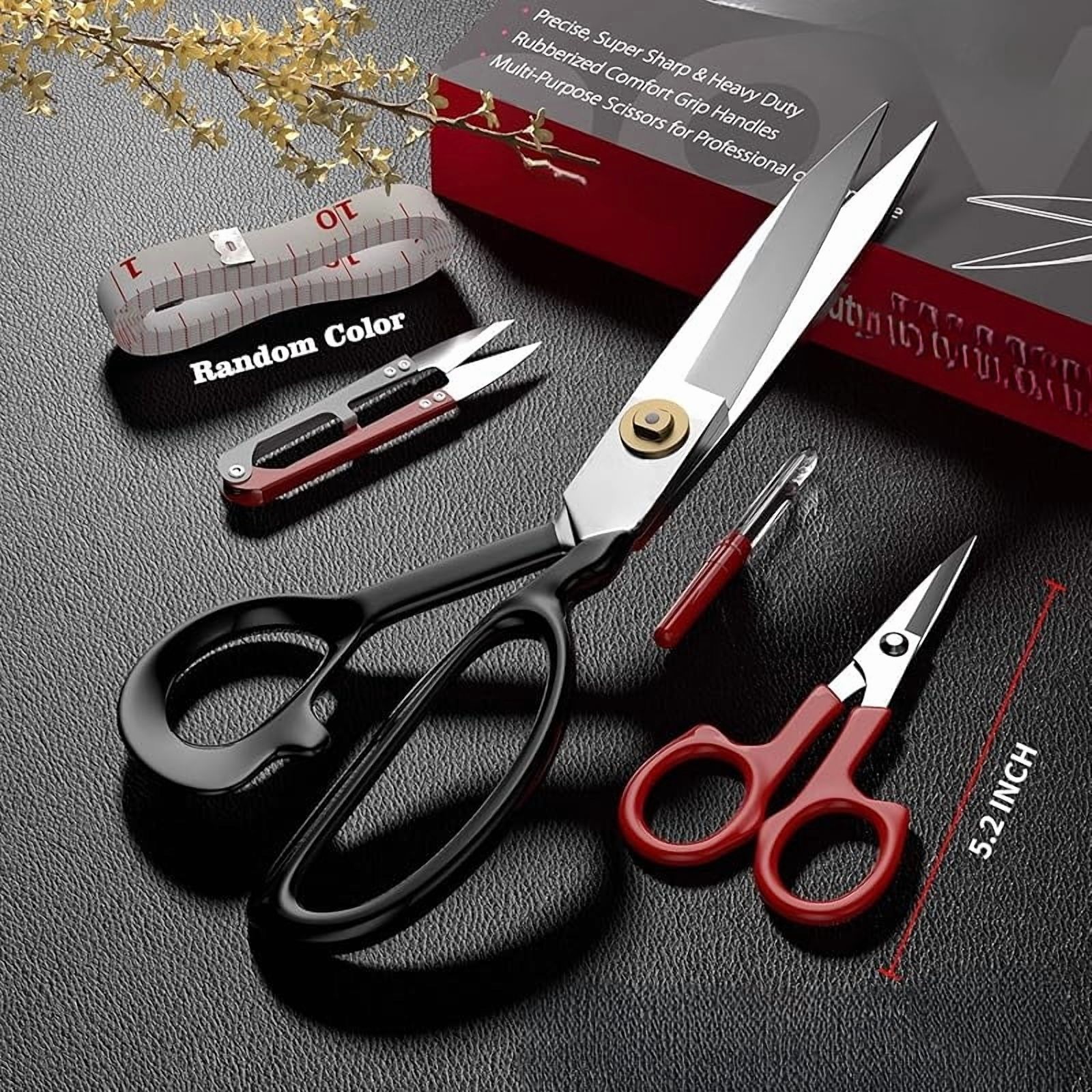 Fabric Scissors Tailor Sewing Shears - 9 Inch Heady Duty Scissors for Fabric Cutting Professional Ultra Sharp Cloth Tailor Scissors Multipurpose Utility Dressmaker Leather Titanium Scissors (9Inch)