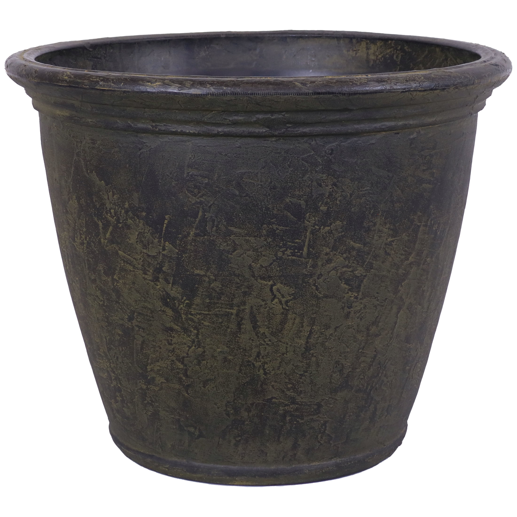 Sunnydaze Anjelica 24" x 24" x 20" Round Sable Polyresin Outdoor Planter Pot