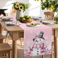 thumbnail image 2 of Table Runner 108 Inches Long for Kitchen Dining, Pink Snowman Christmas Dresser Scarf Farmhouse, Dining Table Decorations for Wedding/Parties, Xmas Pink Snowflake Winter 13 x 108 In, 2 of 9