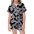 thumbnail image 4 of JAJAHO Toddlers And Kids Halloween Pajamas Set For Girls Satin 2 Pcs Pjs Bat Printed Short Sleeve Sleepwear Shorts Set 2-13Y, 4 of 4