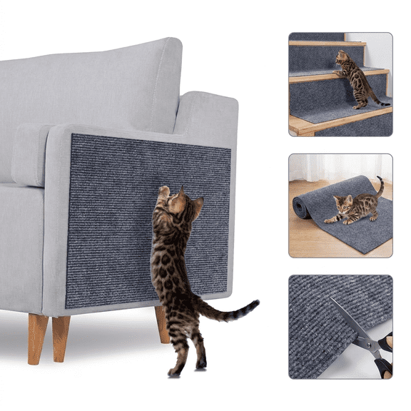 Cat Scratching Mat, Trimmable Self‑Adhesive Scratch Pad, Wall Cat Scratcher, Cat Scratcher for Couch, Cat Protection for Furniture, DIY Replacement Pads for Cat Posts & Household Furniture Protection