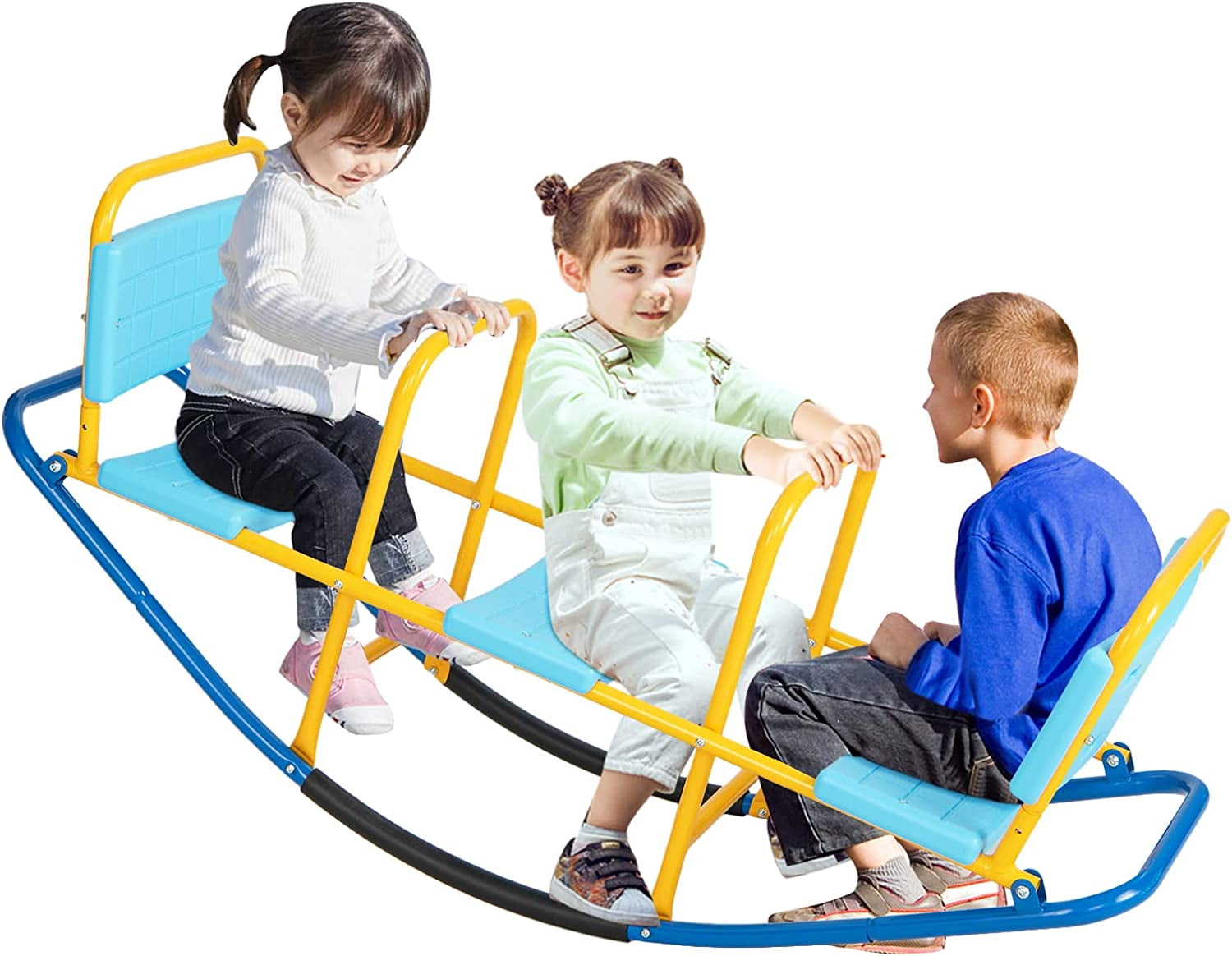 Kids Seesaw Teeter Totter Playground Equipment, Metal Rocking Seesaw