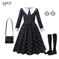 thumbnail image 1 of Disfraz de Halloween de Wednesdy Merlina Adams para niña, vestido de tul elegante para fiesta de Carnaval, traje gótico, Vestidos para niños, 1 of 5