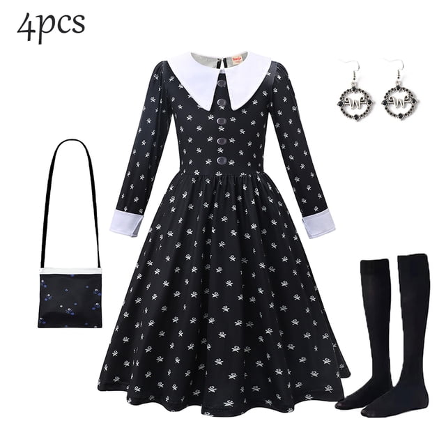 Disfraz de Halloween de Wednesdy Merlina Adams para niña, vestido de tul elegante para fiesta de Carnaval, traje gótico, Vestidos para niños