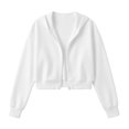 thumbnail image 5 of Womens Zip Up Hoodies Cropped Jackets Fall Clothes 2026 Casual Lightweight Long Sleeve Cropped Sweatshirt(White,M), 5 of 6