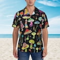 thumbnail image 4 of Lsque Bright Mushrooms pattern Hawaiian Shirt for Men, Unisex Summer Beach Casual Short Sleeve Button Down Shirts-Small, 4 of 9