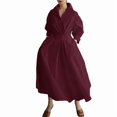 thumbnail image 1 of Women's Polo Collar Long Sleeve Maxi Dress - Ankle-Length, Elastic, Button Detail, Polyester, 1 of 9
