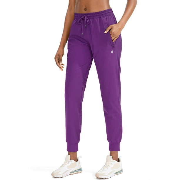 Women's Joggers Pants with Zipper Pockets Tapered Running Sweatpants for  Women Lounge, Jogging (Purple, Small) 