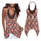 thumbnail image 2 of Blusa con cuello halter y espalda descubierta para mujer, blusas informales de verano con costuras de encaje, chaleco estampado con dobladillo irregular Baoblaze tapas de las mujeres, 2 of 8