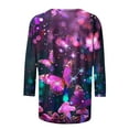 thumbnail image 6 of ZQGJB Cute Butterfly Print Shirts for Women Dressy Casual 3/4 Lenght Sleeve Round Neck Graphic T-Shitrs Top Loose Fit Comfy Tunic Tees Blouse Multicolor#17 XL, 6 of 6