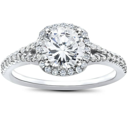 1 7 8 Ct Cushion Halo Solitaire Diamond Engagement Ring 14k White