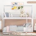 thumbnail image 3 of Bellemave Metal House Bunk Bed, Twin Over Twin Low Bunk Bed with Ladder, Twin Floor Bunk Bed  Frame for Teen (White), 3 of 11