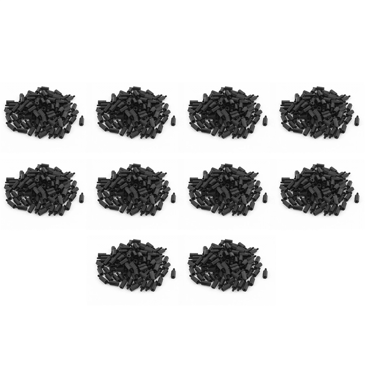1000Pcs M3 12mm+6mm Nylon Spacer Hex Stand-Off Pillar for Motherboard,1000 x Hexagon Standoff Spacers,black