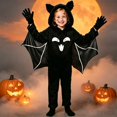 thumbnail image 2 of Ruyang Kids Boys Girls Hooded Jumpsuit Bat Wing Zip Up Halloween Outfit Autumn Holiday Party Dress Up Clothing 3-14 Years, 2 of 8
