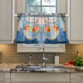 thumbnail image 2 of Yayeee Kitchen Curtains Tier Pair Light Filtering 27"x24" Rod Pocket Short Cafe Window Panel, Blue Goldfish, 2 of 7