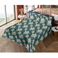 thumbnail image 4 of Ambesonne Watercolor Floral Fitted & Flat Sheet with Sham 3 Pcs Set, Surreal Garden, Twin, Dark Teal Burnt Orange, 4 of 5