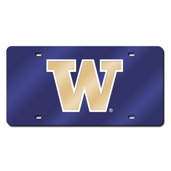 Washington Huskies Purple Mirrored Laser Cut License Plate Laser Tag