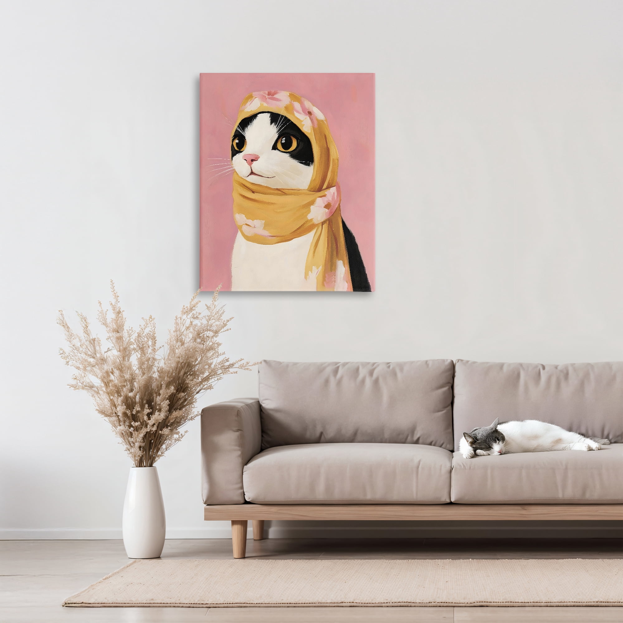 Stupell Industries Cat Babushka in Yellow Scarf Canvas Wall Art, design by The Prints Vibe