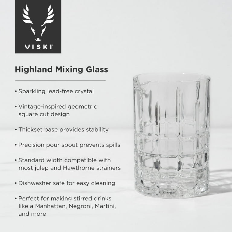 Viski Highland Mixing Glass - 18 Ounces, Crystal, Square-Cut