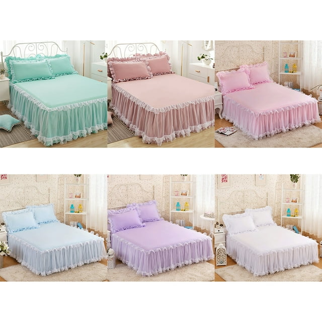 maskred Throw Lace Ruffle Bed Skirt Durable And Beautiful For Anywhere Universal Fit Non-slip Mattress Cover As Shown