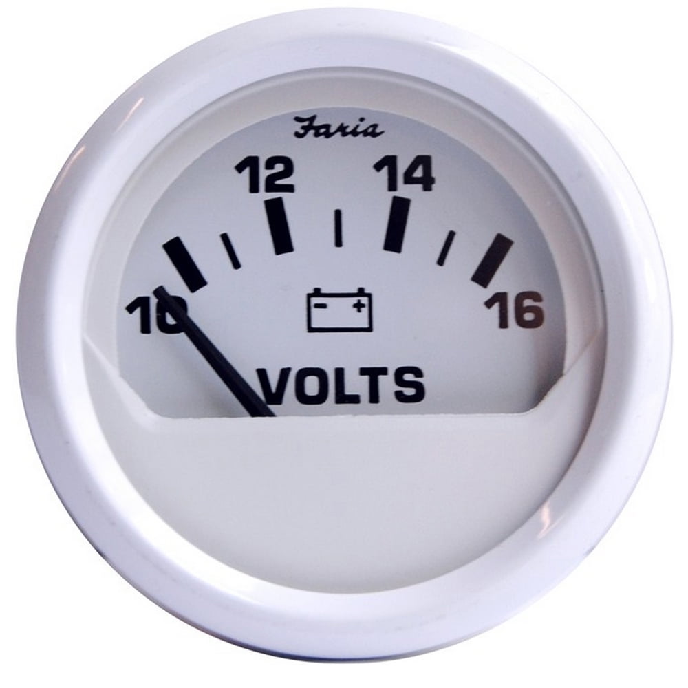 Faria Dress White 2" Voltmeter Gauge, 1016 VDC