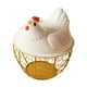 thumbnail image 4 of Cesta para huevos de gallina de alambre de hierro con tapa de cerámica para recoger huevos Oro rosa, 4 of 9