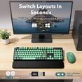 thumbnail image 4 of Wireless Keyboard and Mouse Combo, Retro Round Keycaps, Full Size with Detachable Wrist Rest, 2.4G for PC Mac Windows, Dark Green, 4 of 9