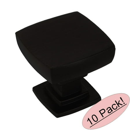 0.375 Square Knob - Cosmas 5232FB Flat Black Contemporary Square Cabinet Knob - 10 Pack