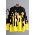thumbnail image 4 of Round Neck Long Sleeve Loose Fit Flame Sweater (FreeSize, MultiOrange), 4 of 9