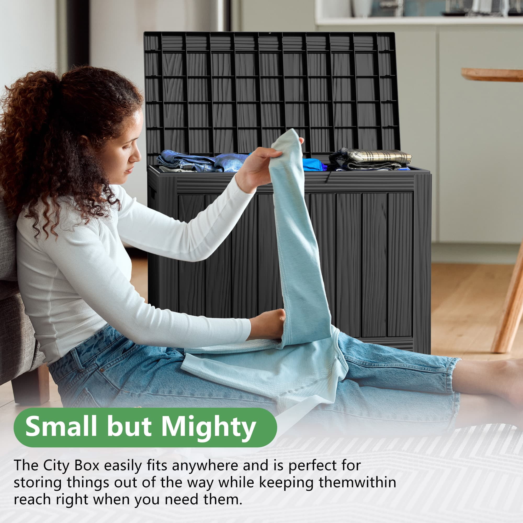 MAYEERTY 45 Gallon Outdoor Deck Box, Large Capacity Storage Box for Patio Furniture Cushions, Pillow Outdoor Indoor, Black