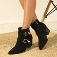 thumbnail image 2 of Mostsola Ankle Boots for Women Pointy Toe Stacked Heel Side Zipper Chelsea Fall Booties, 2 of 9