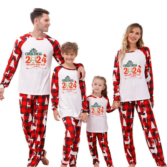 Penkiiy Christmas Pajamas for Family 2024 Matching Sets Lounge Sets for Women Couples Loungewear Sets Christmas Pjs 9 Months Red
