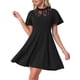 thumbnail image 1 of Vestido Midi Informal con Cuello Alto y Malla de Encaje Mangas Alborotadas para Mujer Negro M, 1 of 6
