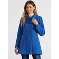 thumbnail image 2 of DARING DIVA Women's Peter Pan Collar Double Breasted Winter Trench Coat Indigo Blue L, 2 of 6