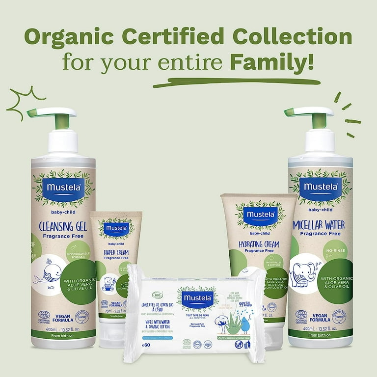 Mustela BIO Organic Cotton With Water Wipes x60