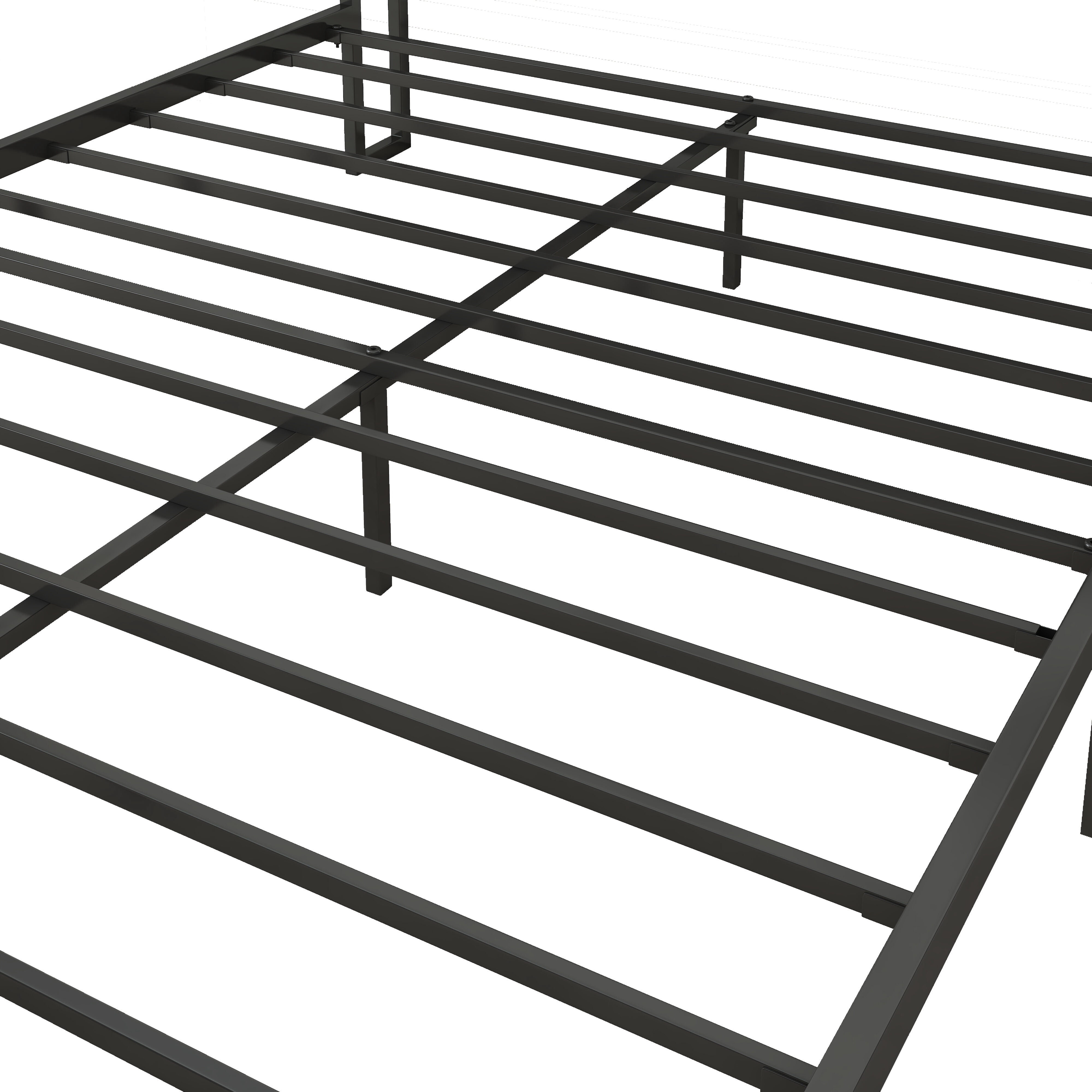 Bed Frames Full Size Bed Frame with Charging Station, Upholstered Headboard, Metal Platform, Grey,Adjustable Bed Base