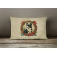 thumbnail image 4 of Border Collie Christmas Flowers Throw Pillow 12 in x 16 in, 4 of 4