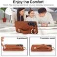 thumbnail image 3 of Allytechgroup Galaxy S23 Case with Keychain, Luxury Girly PU Leather Back Cover Bracket Stand Shockproof Bumper Drop Proof Phone Case Cover for Samsung Galaxy S23, Brown, 3 of 8