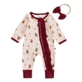 thumbnail image 1 of Gupgi Barboteuse de Noël pour Bébé Fille Imprimé Gingerbread Cane Manches Longues et Bandeau, 1 of 9
