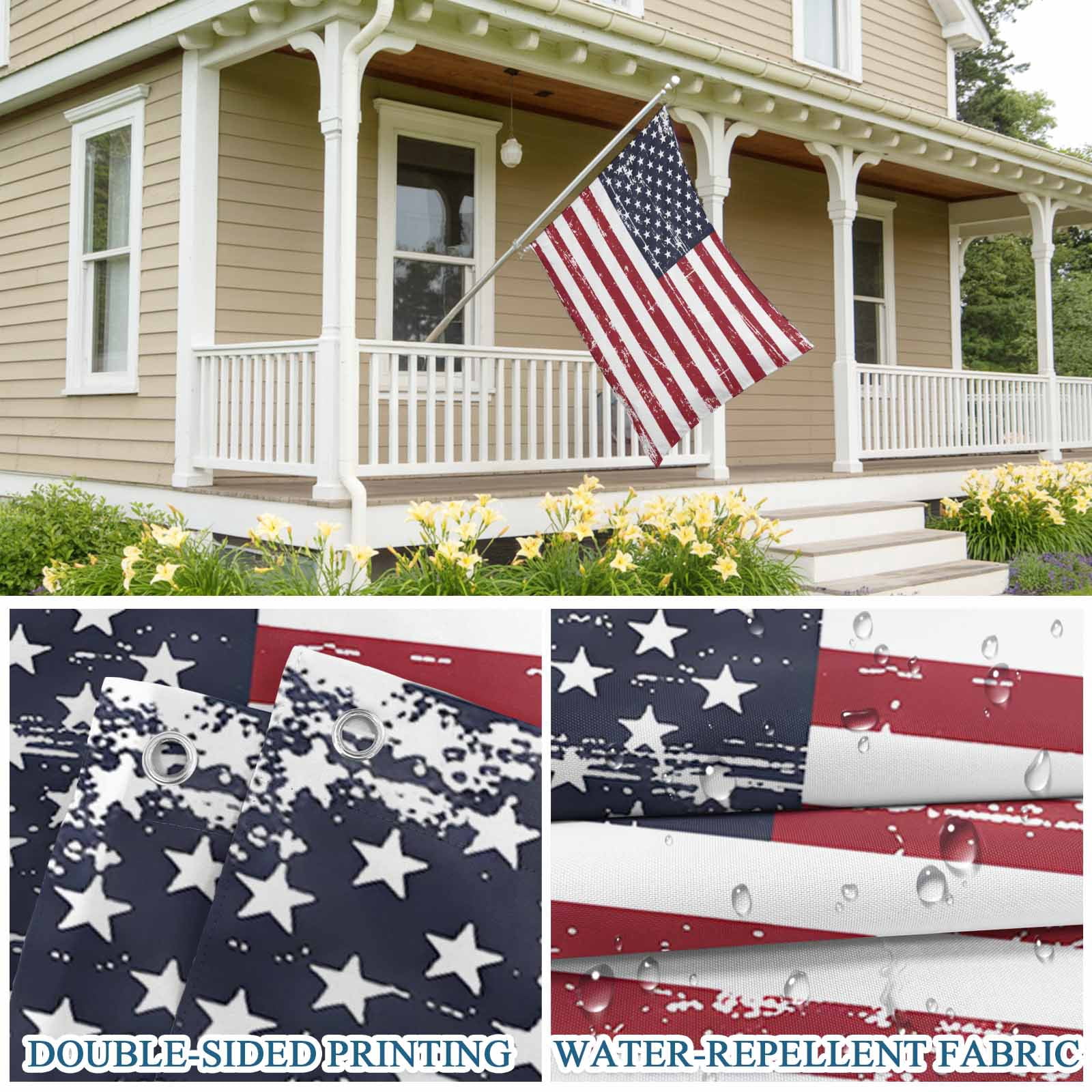 4th of July Flags for Outside 3x5 ft American Flag Outdoor Flags Double Sided Grommets House Banner Vintage USA Flag July 4th Patio Yard Flag for Outdoor Party Porch Independence Day Decor