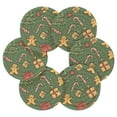 thumbnail image 7 of Yayeee 6 PCS Drink Coasters with Holder Set Woven Absorbent Round Tabletop Hot Pad, Yellow Christmas Gingerbread, 7 of 7