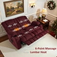 thumbnail image 4 of MCombo 57" Power Loveseat Recliner Sofa with Heat Vibration for Living Room, Fabric, Red, 4 of 7