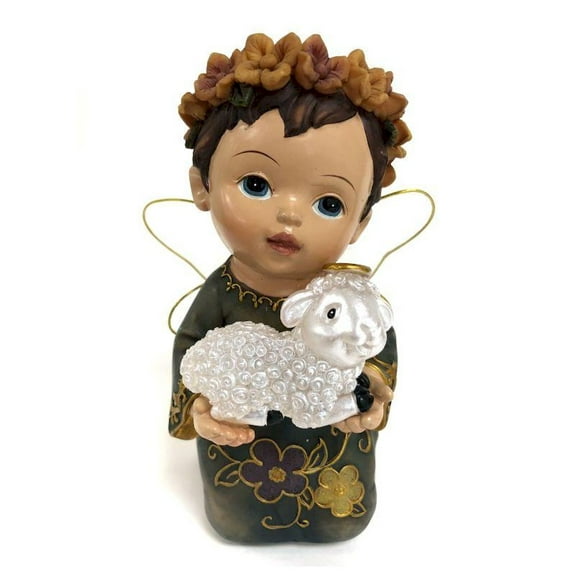 Angel Boy Holding A Lamb Figurine
