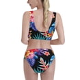 thumbnail image 3 of Vsdgher Womens High Waisted Bikini Sets Two Piece Swimsuit Tropical Palm Leaves Print Tummy Control Bathing Suit-Large, 3 of 8