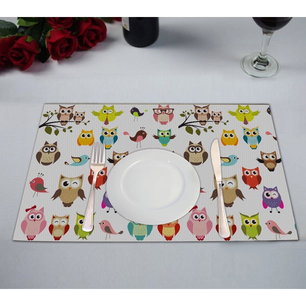 GCKG Art Owl Placemats 12x18 inches Set of 2