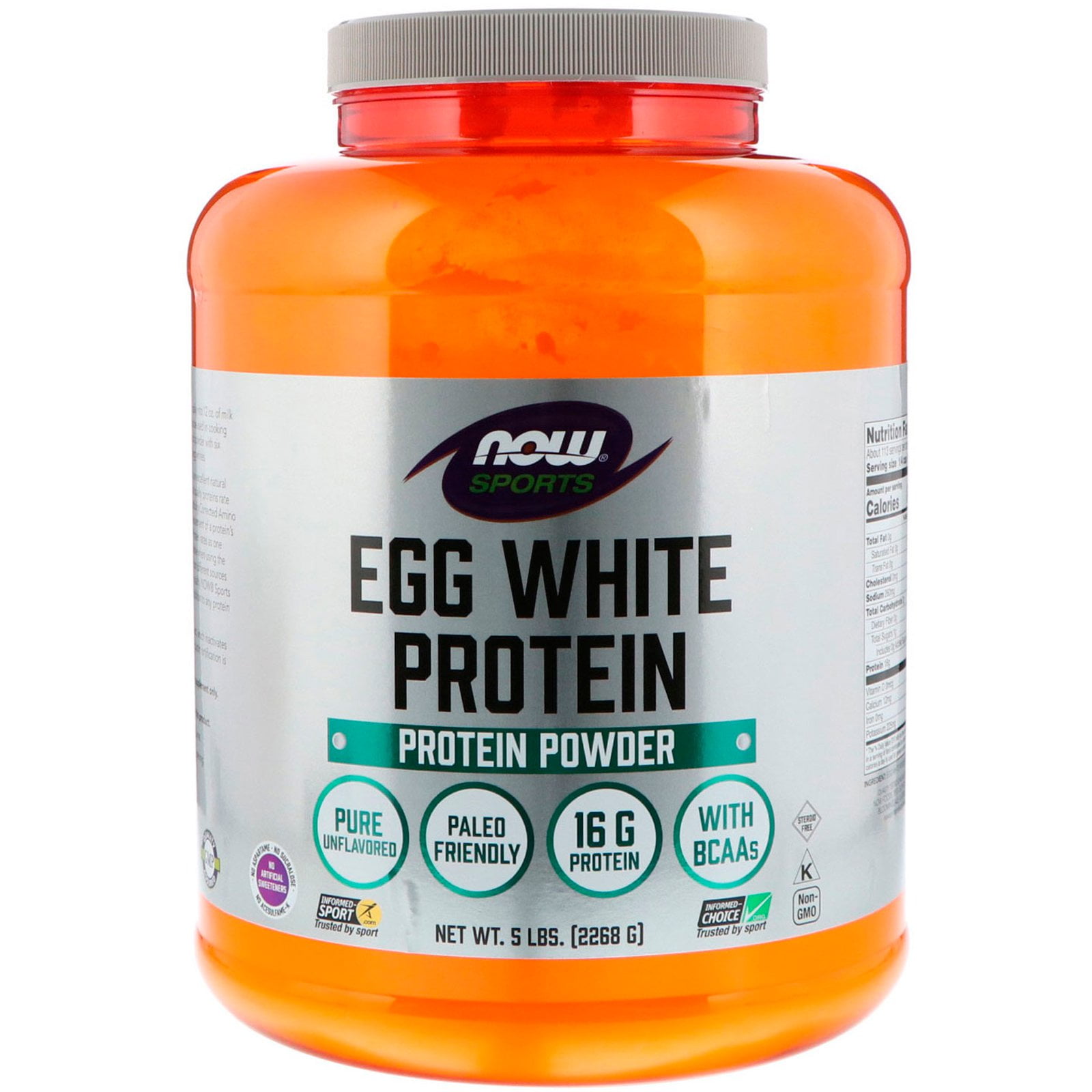 NOW Foods NOW Sports Egg White Protein Powder Pure Unflavored 5 lbs